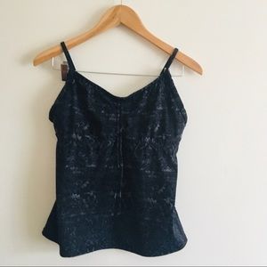 Lands end black floral size 10 adjustable tankini